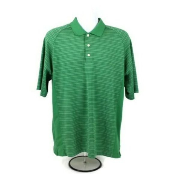 Bolle Golf Tech Green Stripe Short Sleeve Polo Golf Shirt Mens Medium - Picture 1 of 11